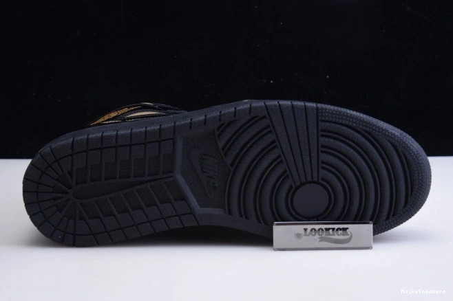 MaikeSneakers HIGH 1 BLACK JORDAN RETRO GOLD 555088-032 AIR (2020) METALLIC 0801